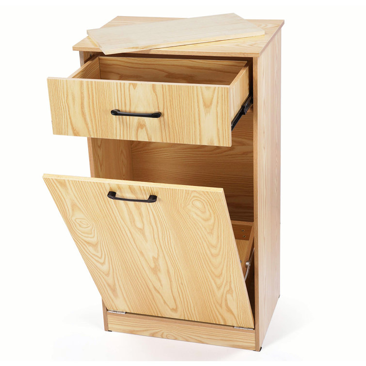 Tilt Out Trash Bin Cabinet Trash Can Cabinet Wooden Hidden Trash Can Holder For Kitchen With Removable Cutting Board Storage Drawer Sturdy Large ...
