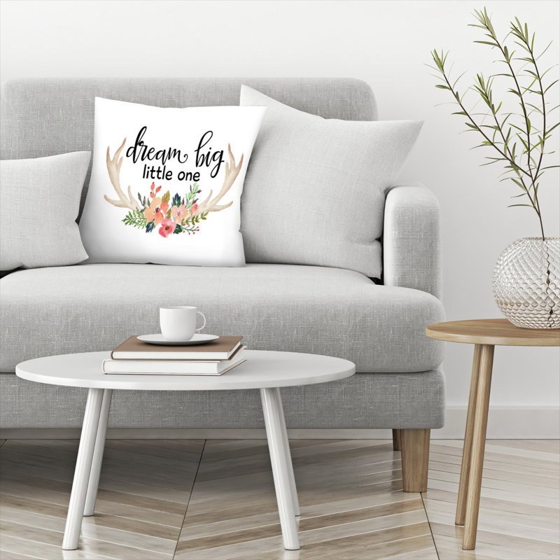 East Urban Home Dream Big Little One Antlers Throw Pillow Wayfair