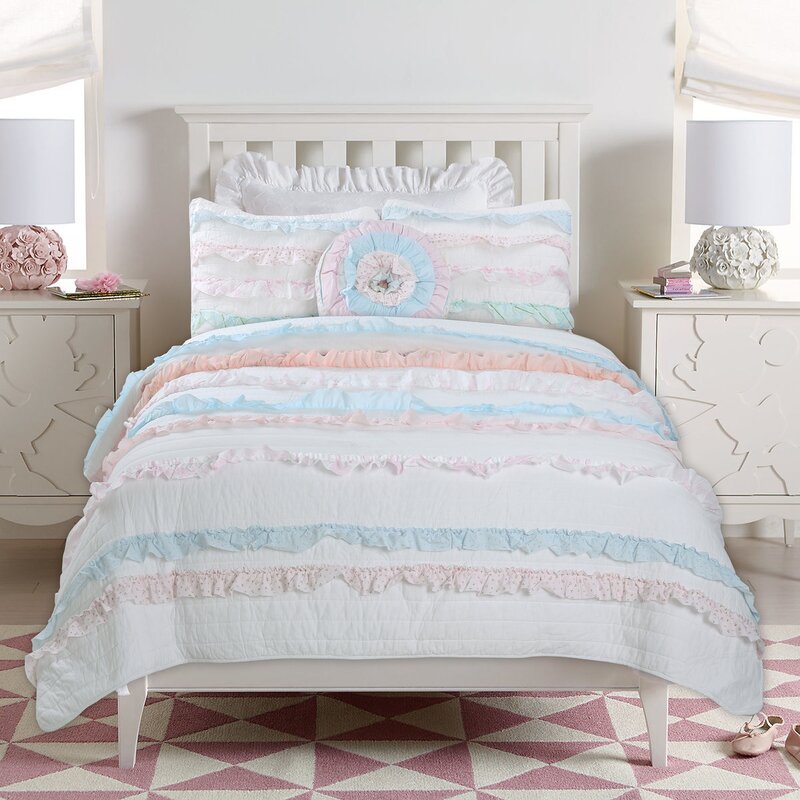 Harriet Bee Devers Ruffle Lace Cotton Quilt Set Reviews Wayfair