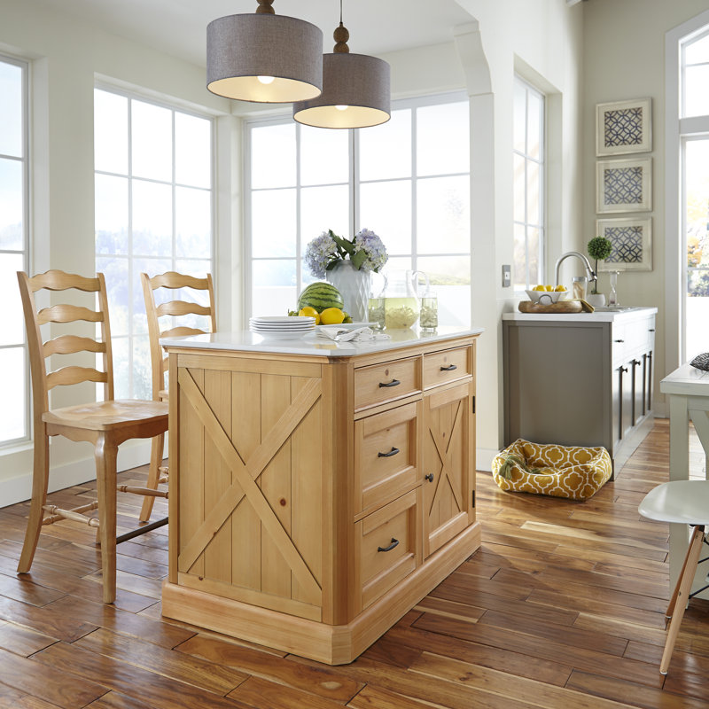 Dacian Country Kitchen Island Set Reviews Birch Lane
