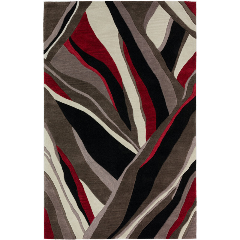 Bloomsbury Market Sanders Abstract Machine Made Tufted Black Gray