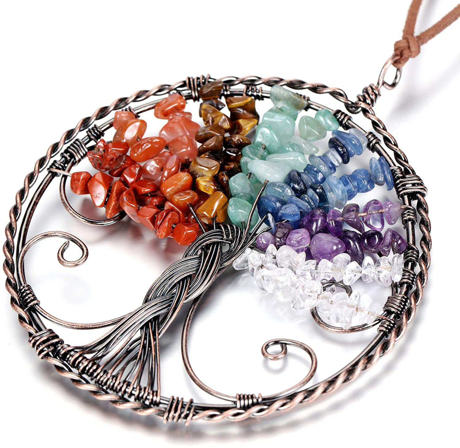 TUMBEELLUWA Healing 7 Chakra Crystals Tree of Life Wall Hanger Agate Slices Hanging Ornament Gorgeous Stones Decor for Home Office Window 7 Chakra TUMBEELLUWA Healing 7 Chakra Crystals Tree of Life Wall Hanger Agate Slices Hanging Ornament Gorgeous Stones Decor for Home Office Window 7 Chakra