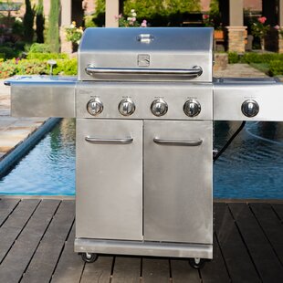 View 4 Burner Propane Gas Grill with Side Burner