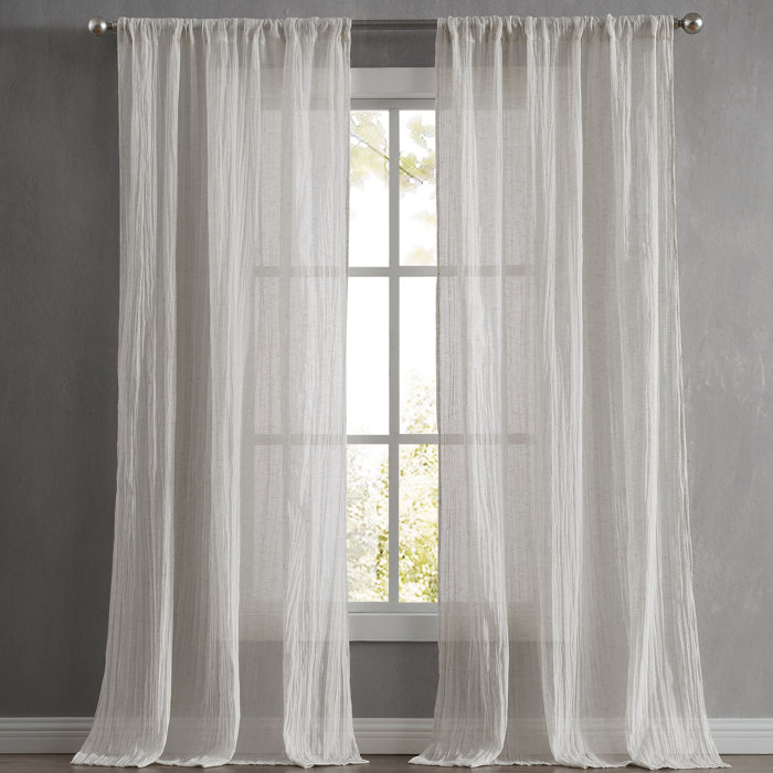 French Connection Charter Crushed Window Solid Semi Sheer Curtain