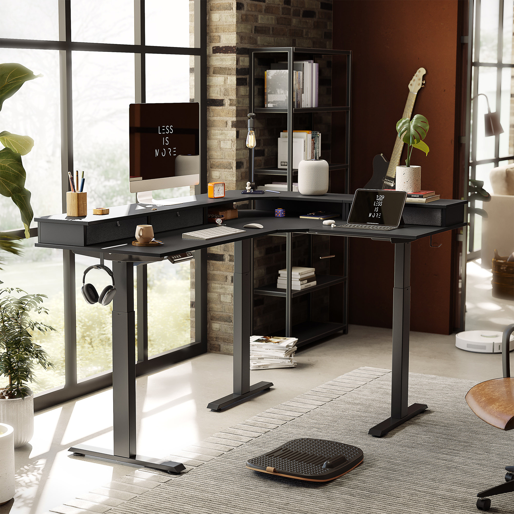 Llean Height Adjustable L-Shape Standing Gaming Desk