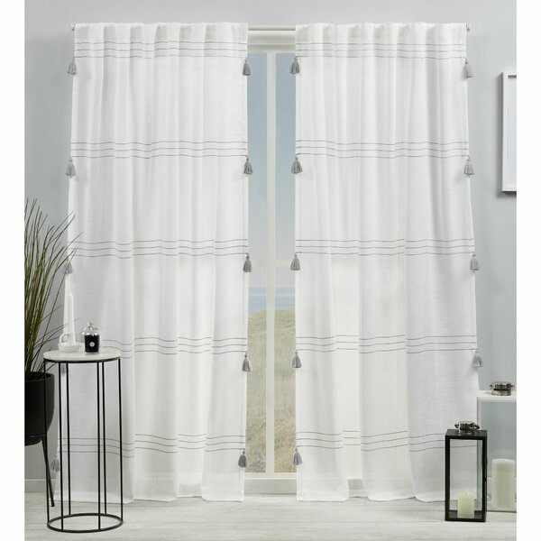 2pc Set Panels Semi-Sheer Window Curtains Textured Wave Rod Pocket Panels Gray 