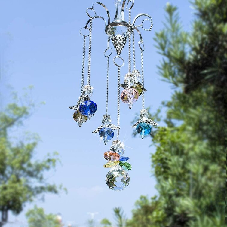 3PCS Crystal Rainbow Guardian Angel Ornament Hanging Suncatcher Window Decor 