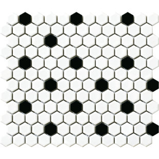 Black And White Vintage Tile Wayfair Vintage 1 X Porcelain Mosaic Tile In White Black Dot