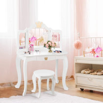 childrens white dressing table set