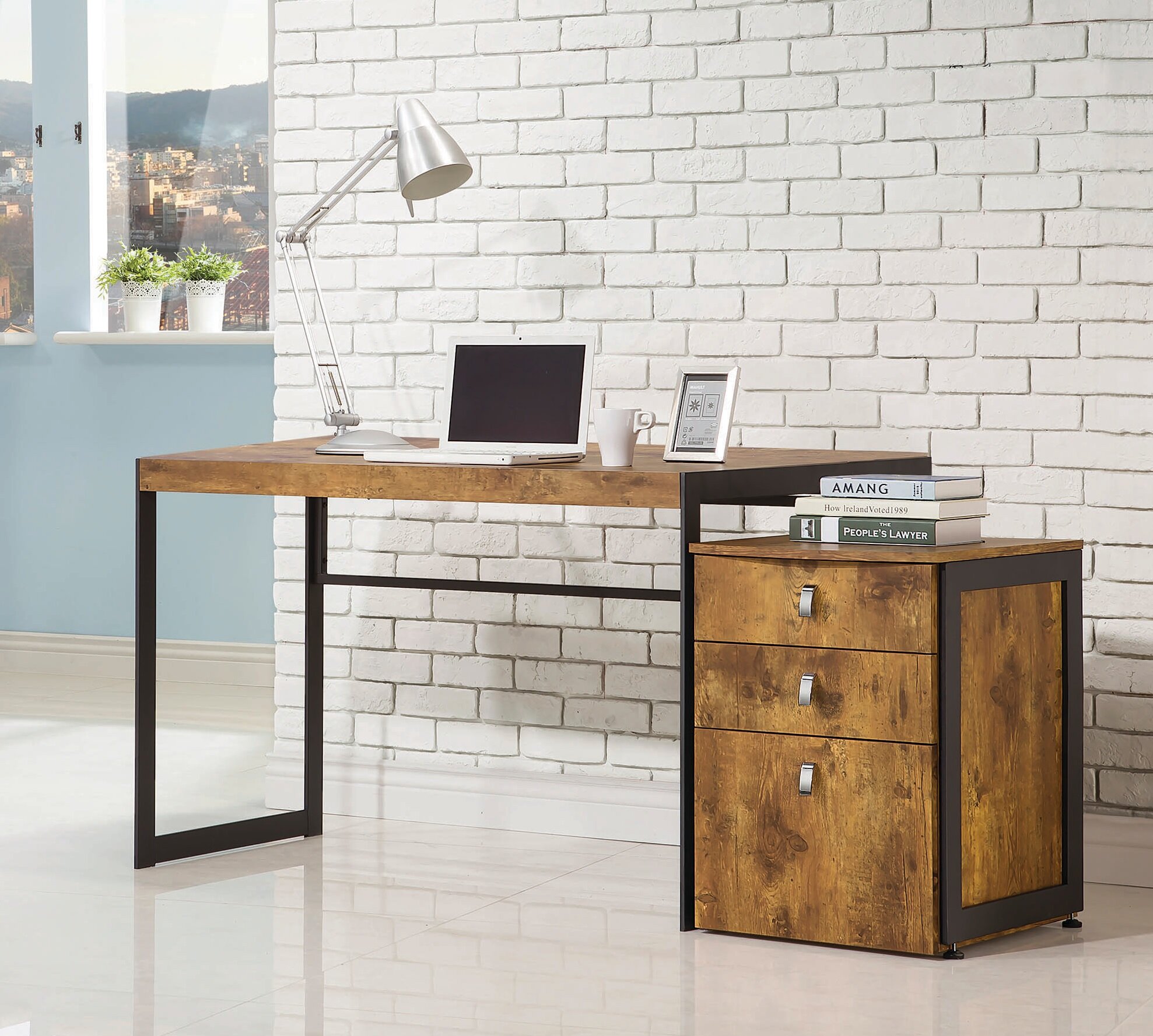 Union Rustic Roybal Writing Desk And Filing Cabinet Set Wayfair Ca