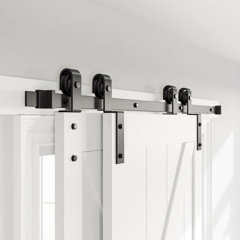 Bypass Double Door Sliding Barn Door Hardware Kit (Not Include Door) Track Length: 72 in.