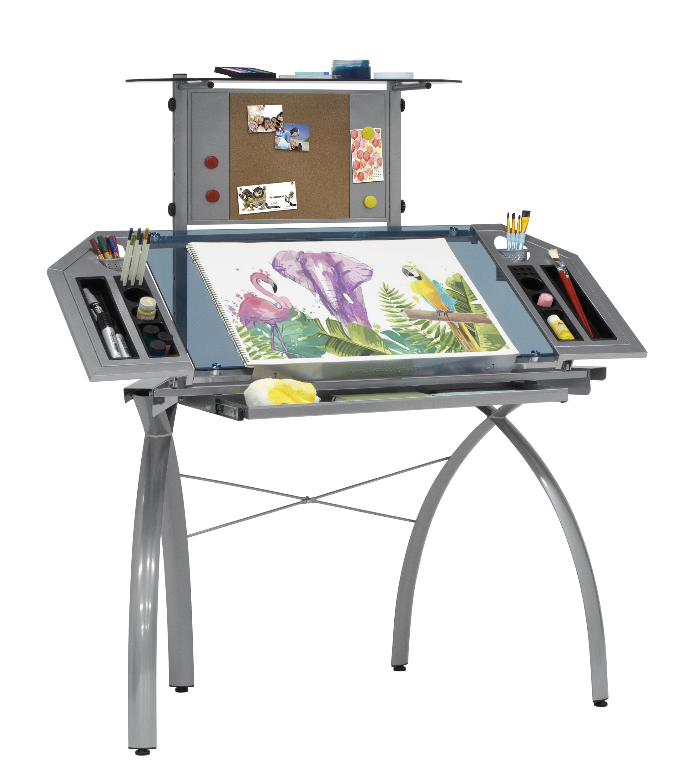 Studio Designs Futura Height Adjustable Glass Drafting Table 