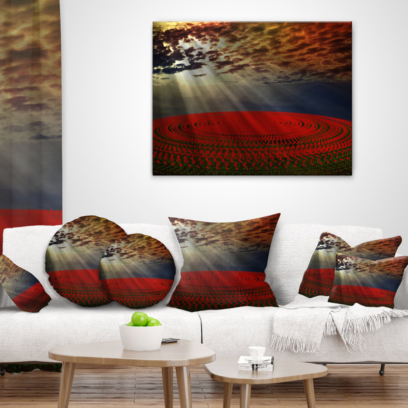 East Urban Home Floral Beautiful Circled Flower Fields Throw Pillow Wayfair