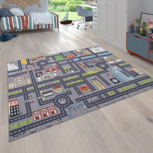 CHILDREN'S CARPET BIG CITY grey Street Town Kids Play Area Bedroom Rug ANY SIZE 