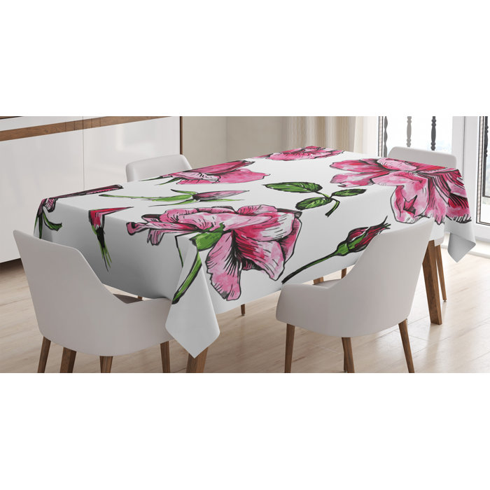 East Urban Home Garden Flowers Roses Buds Leaves Hand Drawn