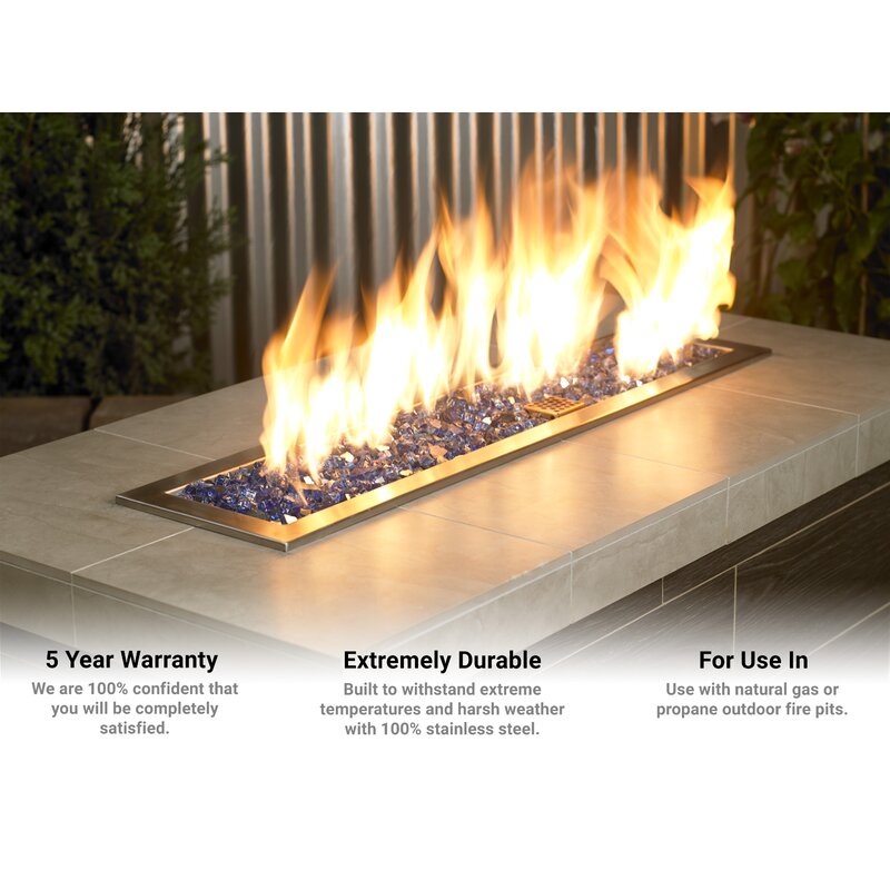 American Fireglass Linear Drop In Stainless Steel Fire Pit Burner