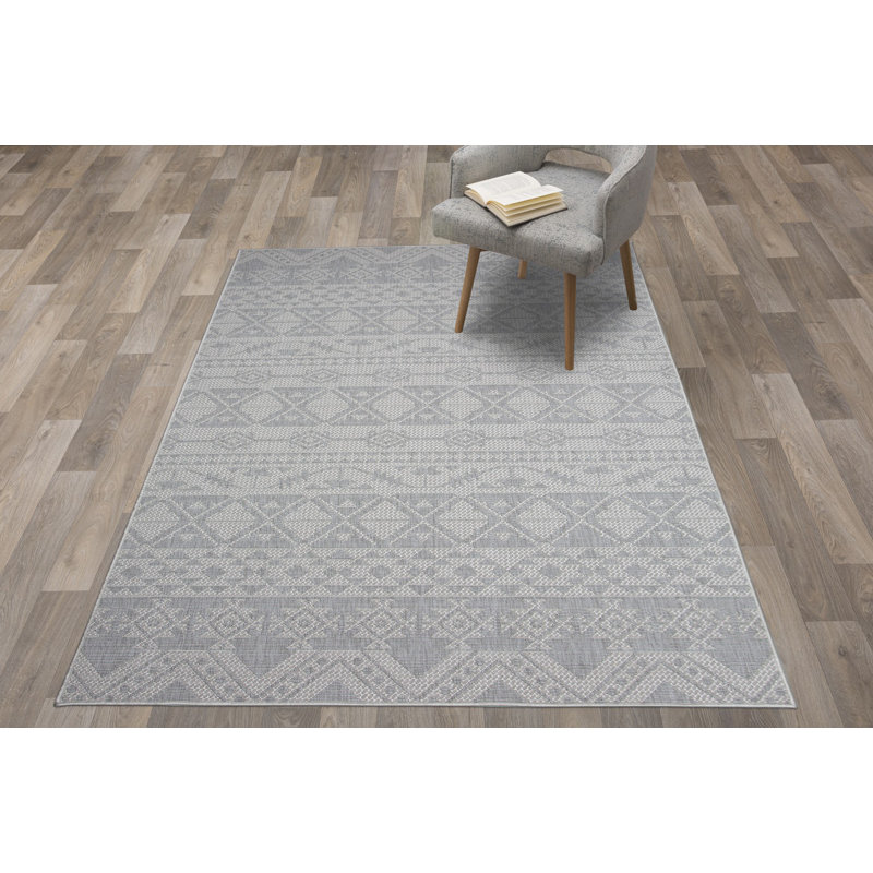 Union Rustic Eveloe All Weather Boho Chic Light Gray Indoor Outdoor Area Rug Wayfair