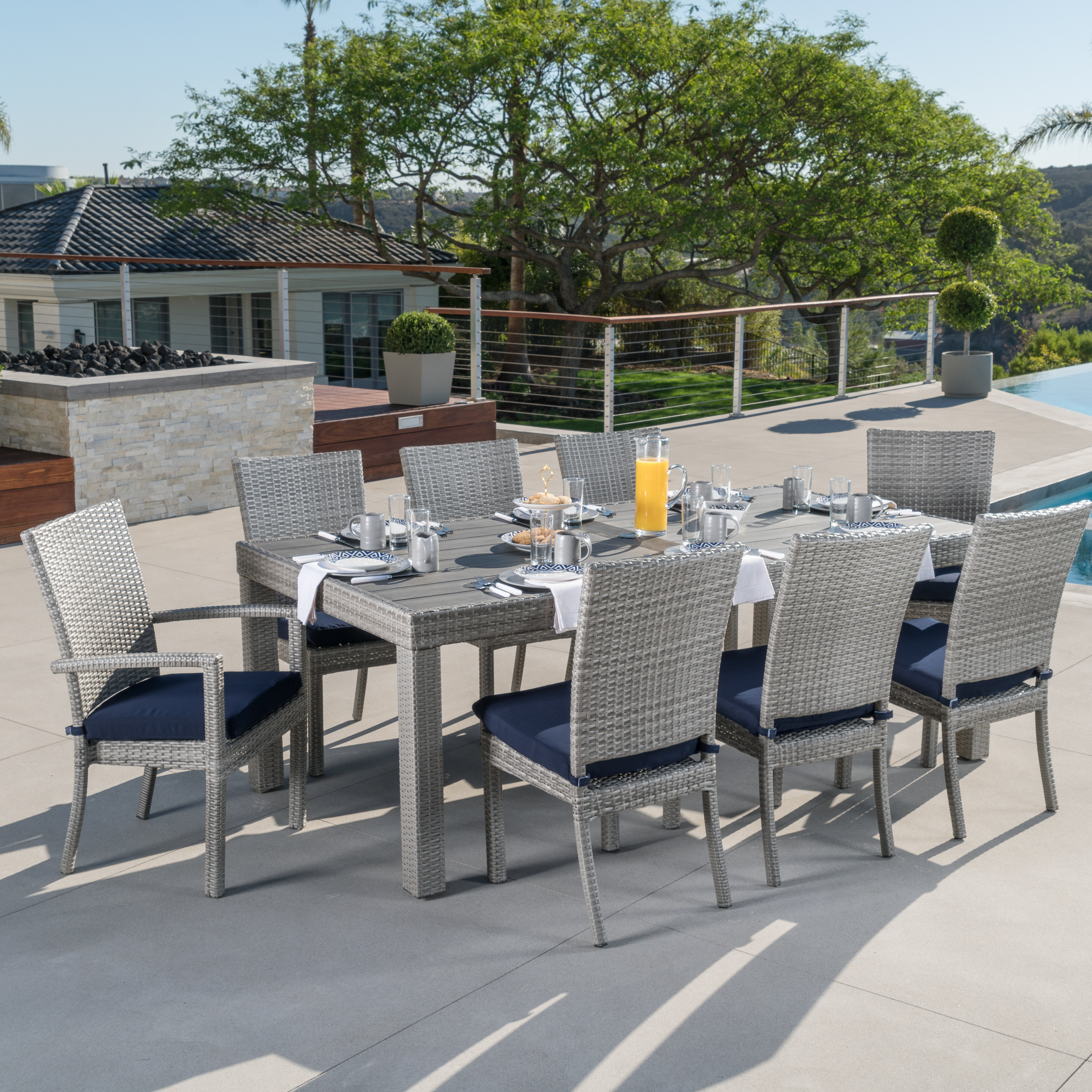 Wade Logan Alfonso 9 Piece Dining Set with Cushion & Reviews | Wayfair Wade Logan Alfonso 9 Piece Dining Set with Cushion & Reviews | Wayfair
