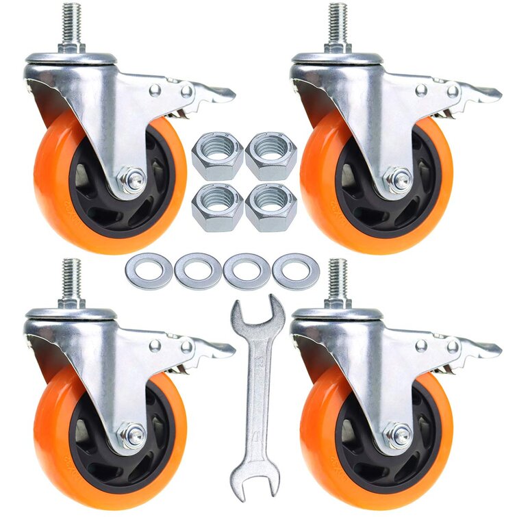 Byrhgood Heavy Duty Casters,Threaded Stem Leveling Support Castors,Swivel Castor Wheel Multiple Sizes/Rust And Oil Proof Color : As Shown, Size : GD40S 4pcs 