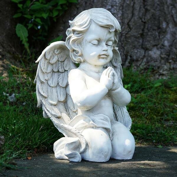 Angel Kneeling with Dove in Hands Statue Sculpture US No Model