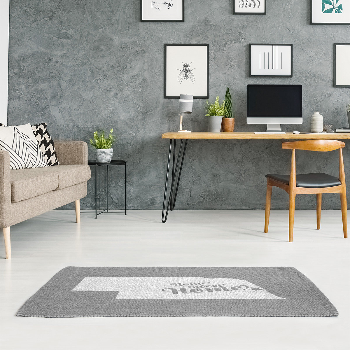 East Urban Home Home Sweet Omaha Grey Area Rug Wayfair