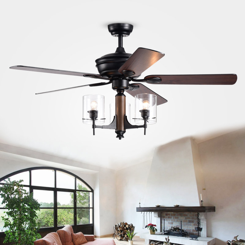 Gracie Oaks 52 Poirier 5 Blade Chandelier Ceiling Fan With Remote Control And Light Kit Included Reviews Wayfair