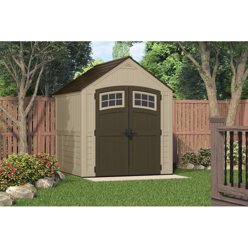 Suncast Sutton® 7.5 ft. W x 7 ft. D Resin Storage Shed ...