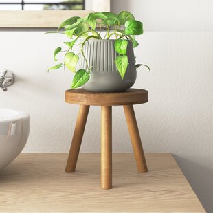 Rustic Wooden Stool Stand Tabletop Glass Plant Flower Vase Home Decoration 