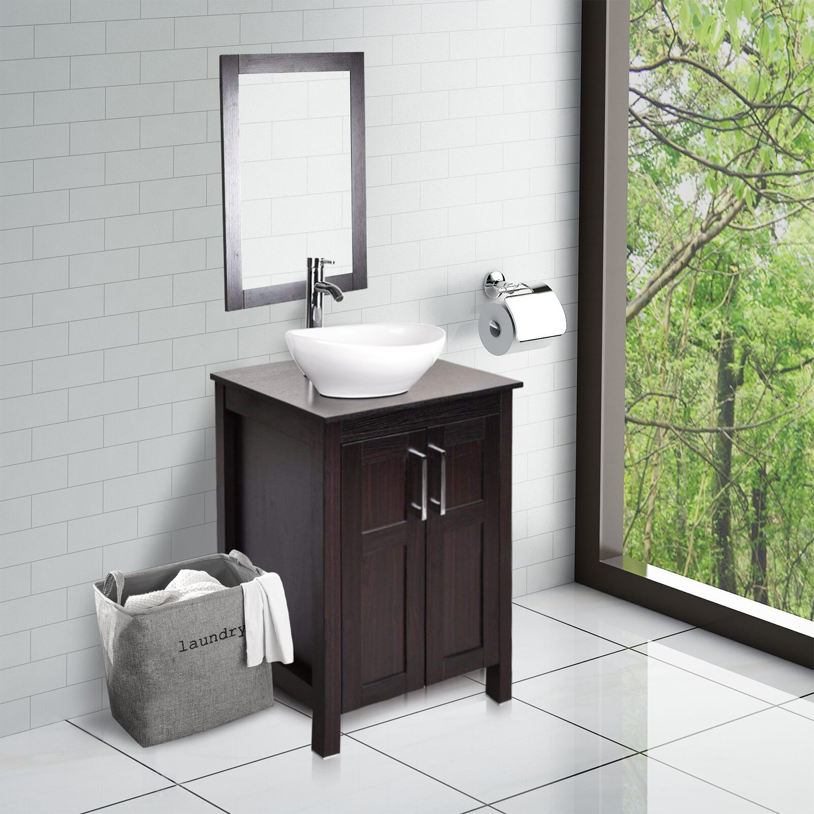 single bathroom vanity set with mirror