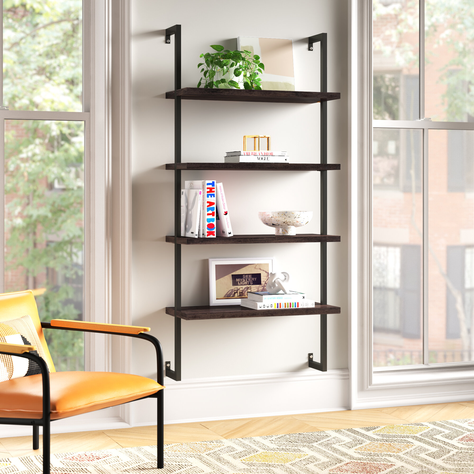 17 Stories Kanissa 64'' H x 30'' W Metal Ladder Bookcase & Reviews ...