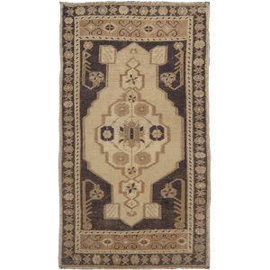 Oushak Lamb's Wool Hand-Knotted Beige/Gray Area Rug