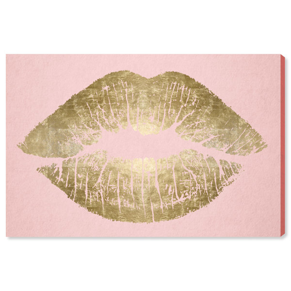 Oliver Gal Solid Kiss Blush And Gold Graphic Art Print