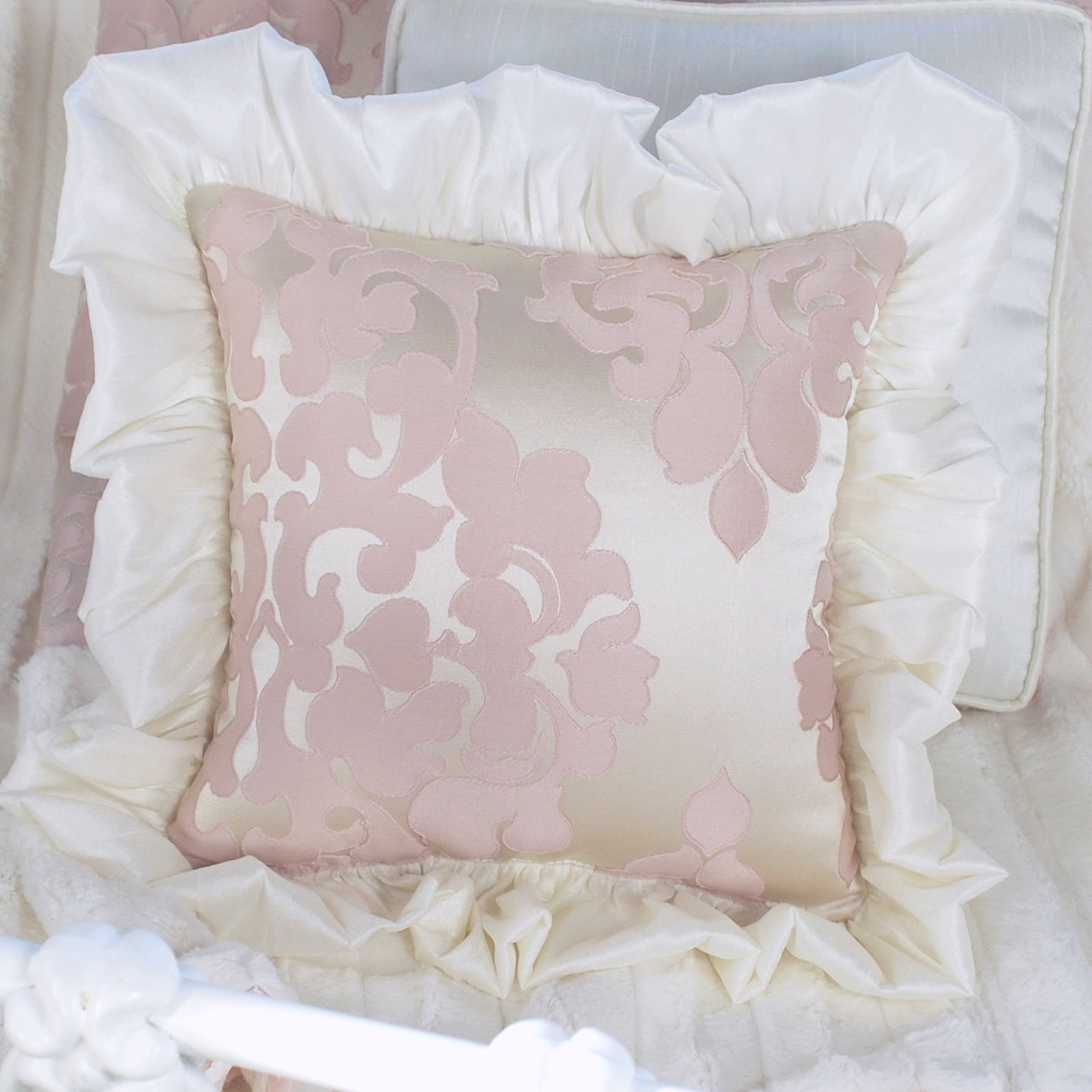 white ruffle throw pillow