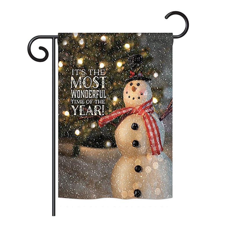 Breeze Decor Most Wonderful Time Snowman Winter Seasonal Christmas Impressions 2 Sided 19 X 13 In Garden Flag Wayfair