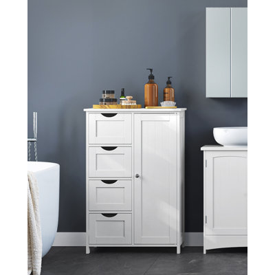 Manhattan Bathroom Floor Storage Cabinet, Bathroom Cabinet Freestanding, with 4 Drawers, Adjustable Shelf