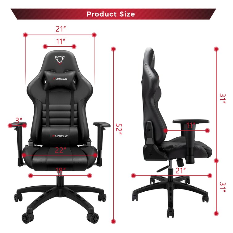 Furgle Office Chair Adjustable Reclining Gaming Chair Swivel High Back Ergonomic