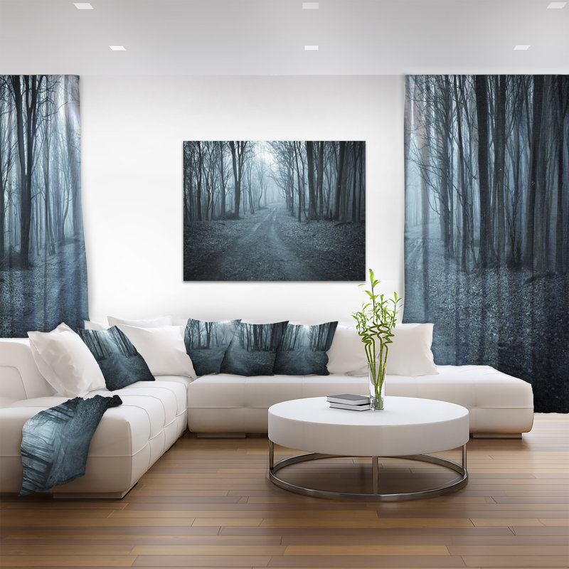 Designart Dark Scary Forest With Fog Photographic Print On Wrapped Canvas Wayfair