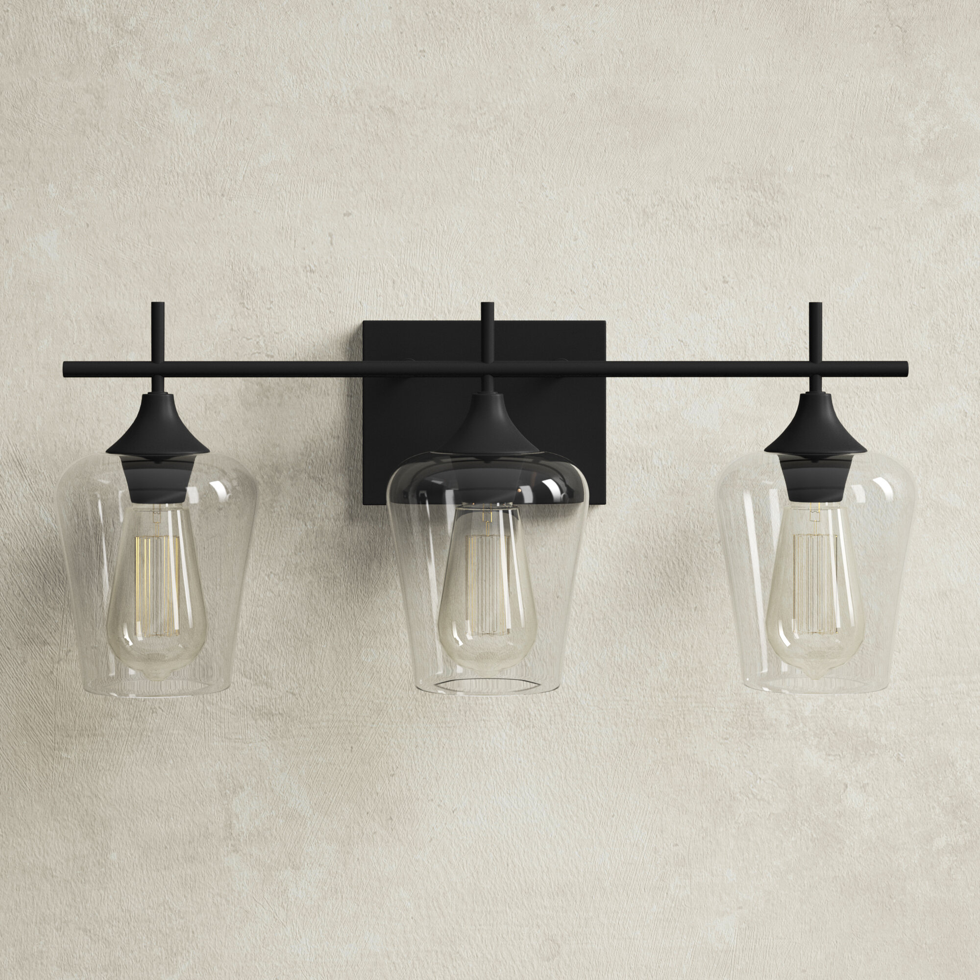 Details about  / 3-Light Wall Sconce Modern Bathroom Vanity Light Fixtures w// Clear Glass Shade