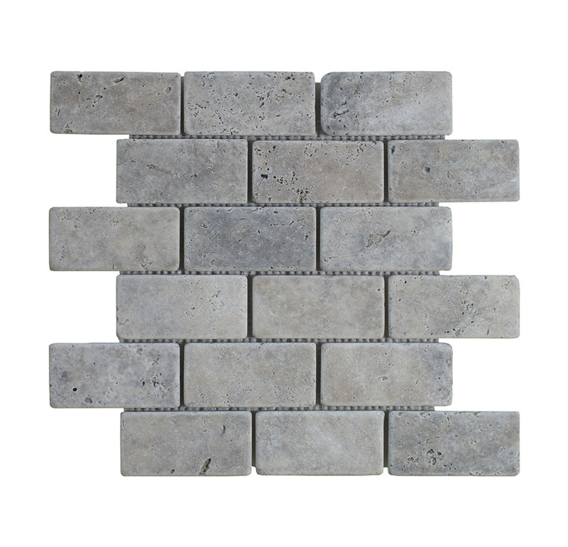 Seven Seas Silver Travertine Brick 2 X 4 Marble Mosaictile In Gray Silver Travertine Brick 2 X 4 Marble Mosaictile