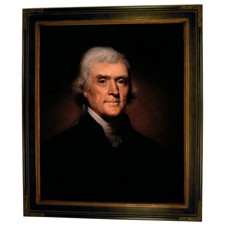Rembrandt Peale 1800 Framed Painting Portrait of Thomas Jefferson on Canvas 