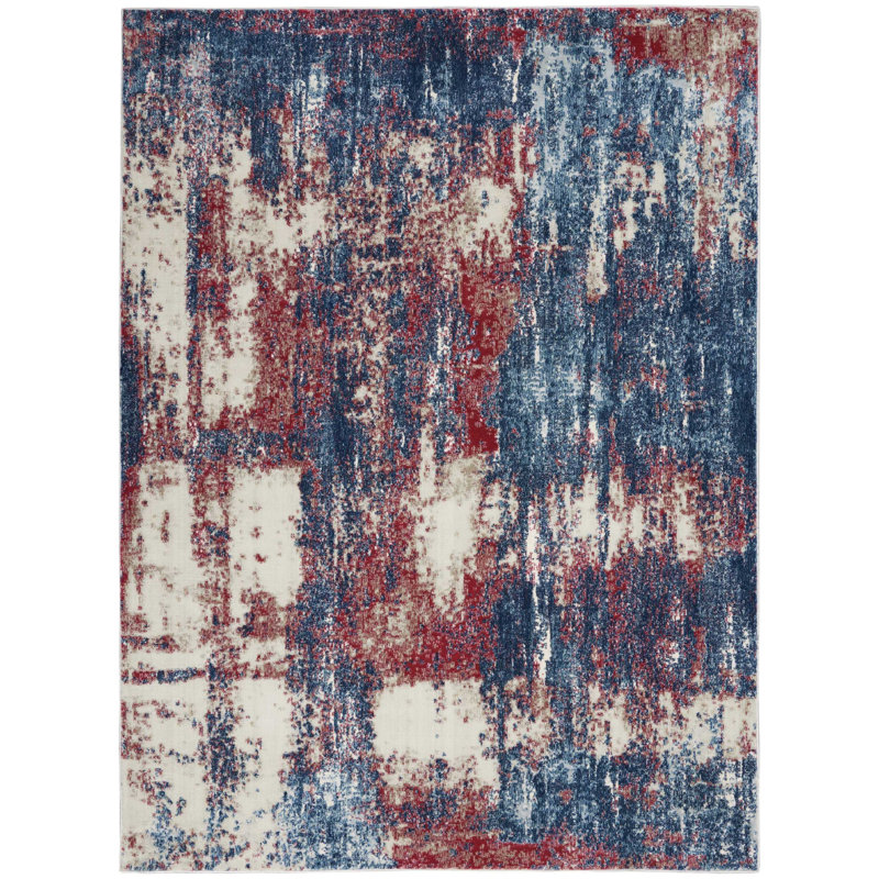 Williston Forge Schooley Contemporary Abstract Red Blue Ivory Area Williston Forge Schooley Contemporary