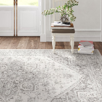 Benoit Oriental Charcoal/Light Beige Area Rug INCOMPLETE 