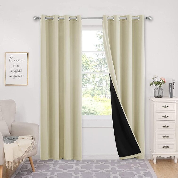 Anti-Rust Ring Top Thermal Insulated Blackout Curtains for Baby Nursery/Kids One Pair Light Grey RYB HOME Gray and White Curtains for Living Room 52 x 84 inch per Panel