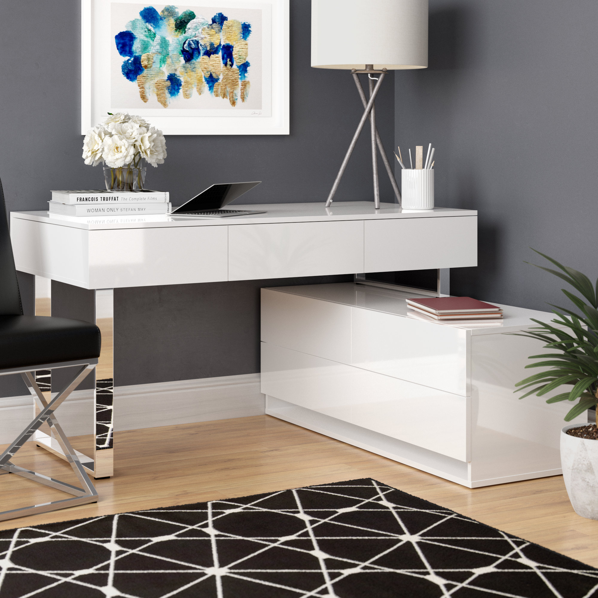 Wade Logan Claysville L Shape Desk With Hutch Reviews Wayfair