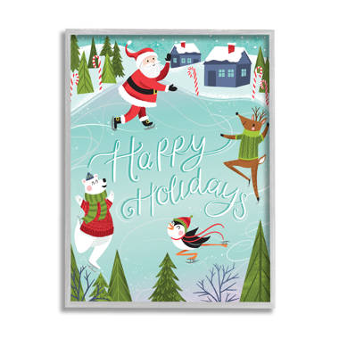 MERRY CHRISTMAS ICE SKATING PENGUIN Door Cover Panel Mural 30 X 72 NEW Free SHIP 