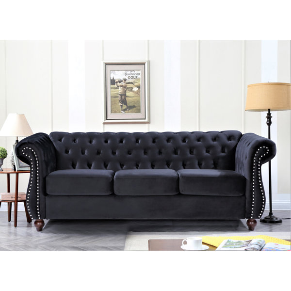 House of Hampton® Felder 82.6'' Velvet Rolled Arm Sofa & Reviews | Wayfair