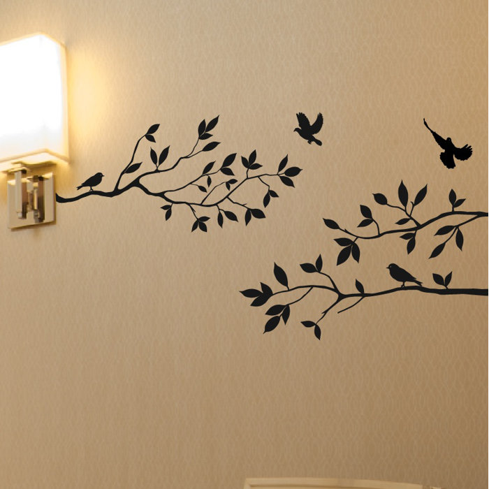 Wall Stickers Tree Branches Part - 17: Tree Branches With Birds Wall Decal