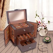 Details about   Brown Curled Scrolls Eco Leatherette Ring Box Jewelry Box Organizer Roll Storage 