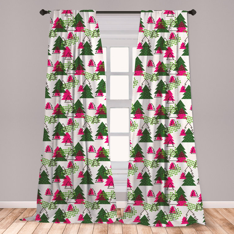 East Urban Home Christmas Tree Floral Room Darkening Rod Pocket Curtain