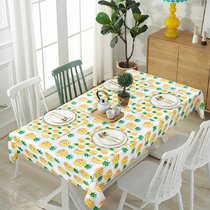 Yellow White and Indigo Rectangle Satin Table Cover Accent for Dining Room and Kitchen Ambesonne Fruit Tablecloth 60 X 90 Abstract Geometrical Passion Fruit Silhouettes on a Plain Background